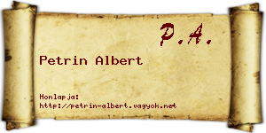 Petrin Albert névjegykártya